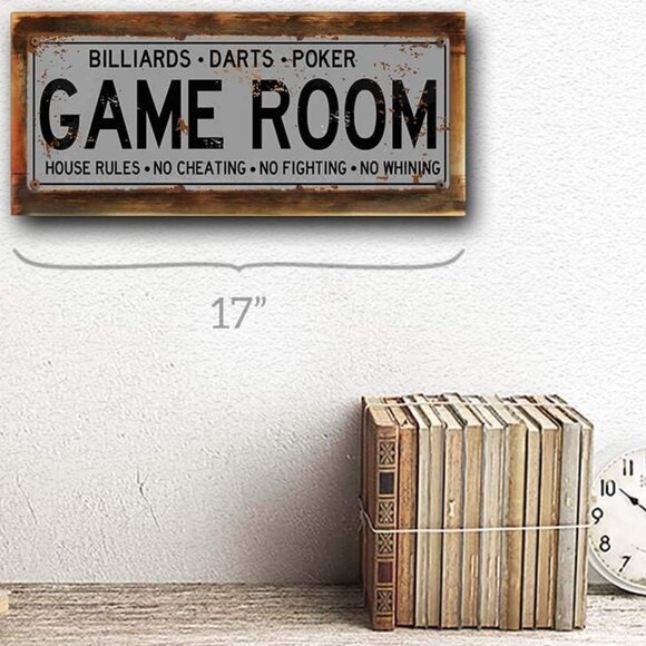 NEW Framed Game Room House Rules Metal Street Sign (7"x17") - Picture 5 of 7